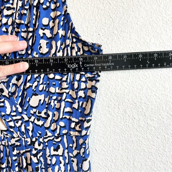 Charter Club Surplice Sleeveless Blue White Black Faux Wrap Dress Size Large - Picture 4 of 8